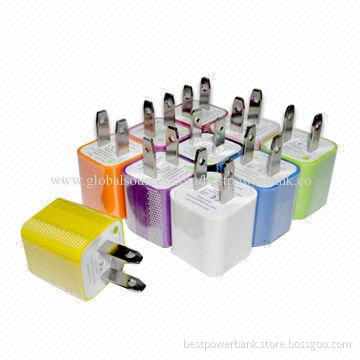 The US USB Mobile Phone Home Chargers with Cable, Seven Colors Optional, 5V-800mA/1A Output
